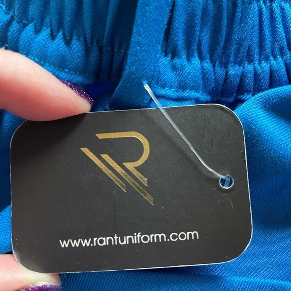 Rant Medical Scrubs Pants with Moto design. Turquoise. Size Small - Picture 6 of 11